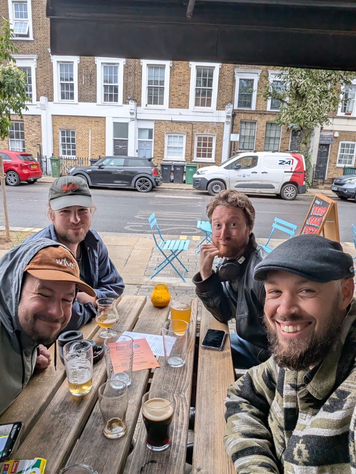 The four members of Hokum Jukebox at a London pub